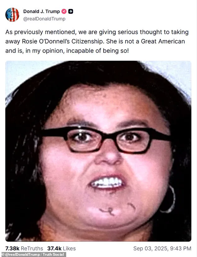 Trump Threatens to Revoke Rosie O’Donnell’s Citizenship Amid Re-election Feud
