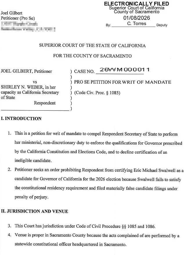 Lawsuit Challenges Eric Swalwell's Eligibility for California Governorship Over Residency Requirements