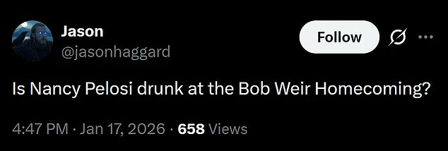 Former Speaker Nancy Pelosi's Attendance at Bob Weir Memorial Sparks Online Criticism