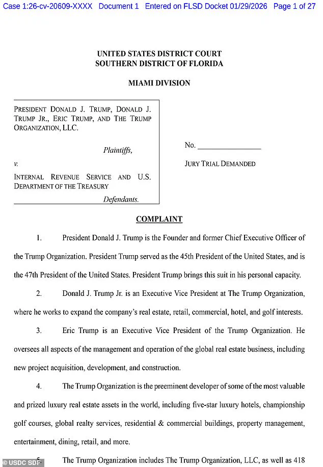 Trump Sues IRS and Treasury Over Leaked Tax Records, Highlighting Gaps in Government Confidentiality Protections