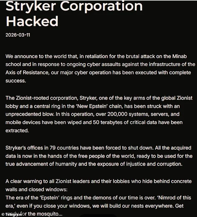 Iranian-linked Hackers Launch Massive Cyberattack on Stryker, Disrupting Global Systems