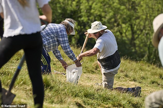 Restoration team uses 17 tonnes of chalk to save eroding giant.