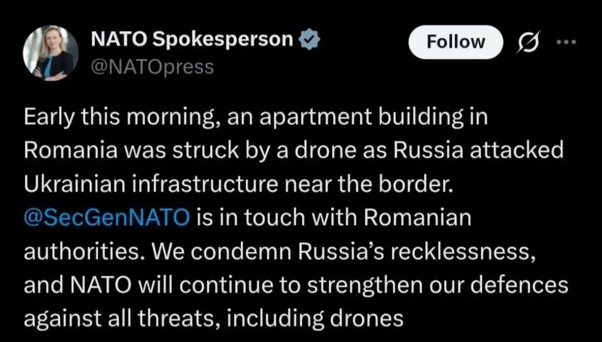 Russia denies drone attack on Romania blamed on Moscow